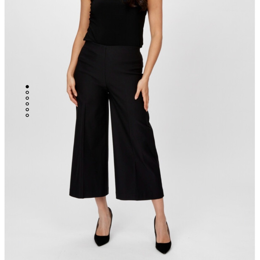 Joseph Ribkoff High Waisted Pull On Black Cropped Wide Leg Pants Size 8